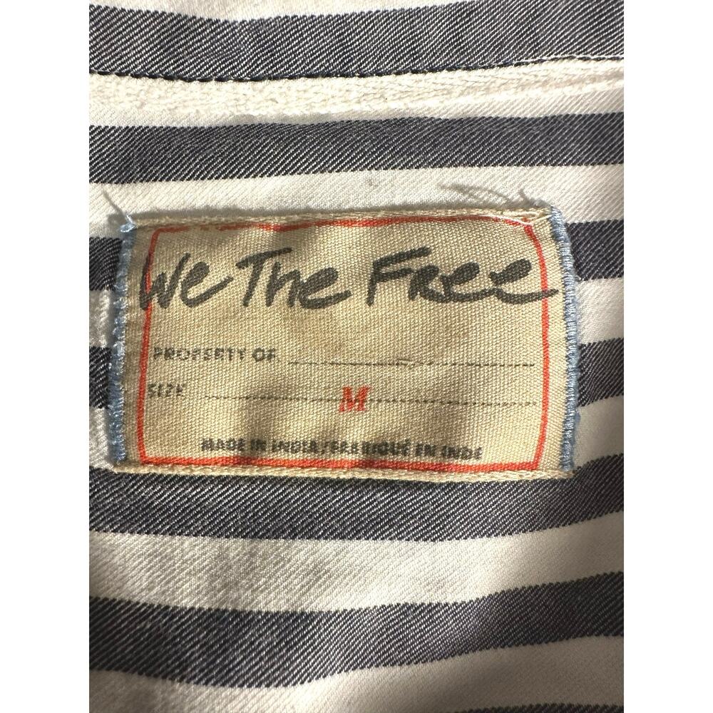 Free People Menswear Oversized Freddie Striped Shirt Nautical Navy Size Medium - Picture 13 of 15